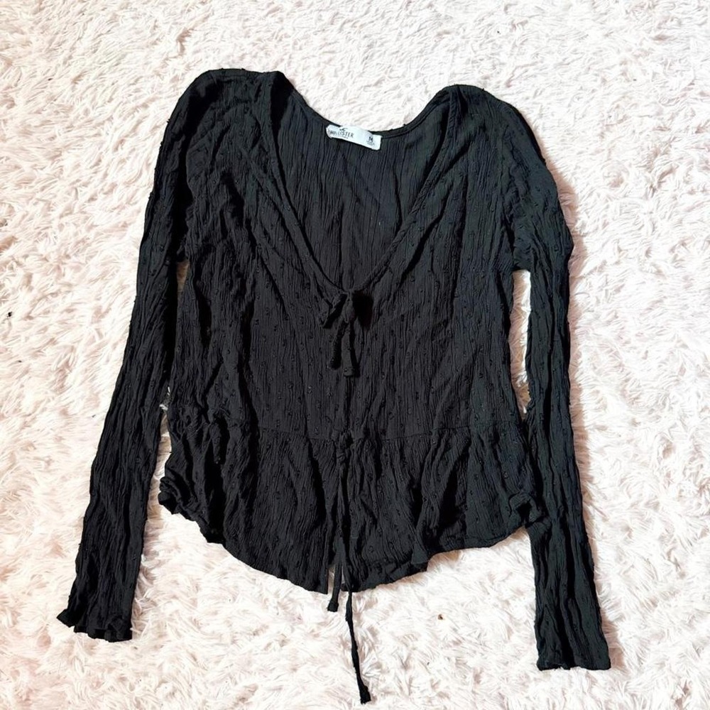Hollister Dark Whimsy Grunge Flowy Peasant Prairie Milkmaid Fairy Top Womens M